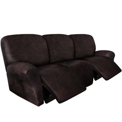 ANARACHON Leather Look Recliner Couch Cover 8-Piece Recliner Sofa Slipcovers 3 Seater for Reclining Couches Furniture Protector Washable (Recliner Sofa, Chocolate)