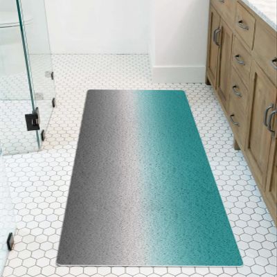 Shower Mat Non Slip Bathtub Mat Cyan Turquoise Gray Gradient Bath Mat Soft Loofah Shower Mats for Shower Tub Bathroom Quick Drying Foot Mat, 16x47 Inch