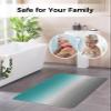 Shower Mat Non Slip Bathtub Mat Cyan Turquoise Gray Gradient Bath Mat Soft Loofah Shower Mats for Shower Tub Bathroom Quick Drying Foot Mat, 16x47 Inch view 3