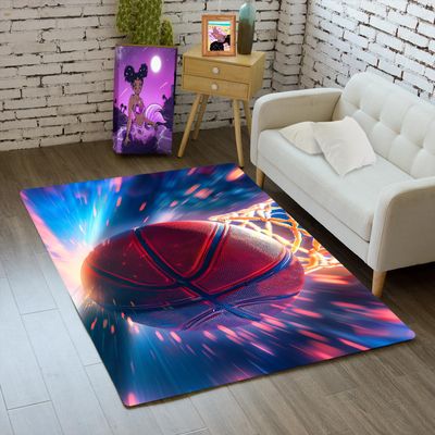 Basketball Rug for Boys Bedroom - Sports Rugs for Boys Bedroom, Sports Themed Carpet for Teens Kids Basketball Carpet for Living Room Floor Mat, Blue, 2x3 Feet