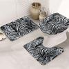 BTCOWZRV Bathroom Rug Set 3 Piece Super Soft Absorbent Bath Mats Non-Slip Zebra Pattern Bath Rug U-Shaped Contour Toilet Rug Washable Toilet Lid Cover for Bathroom Floor Tub and Shower view 1
