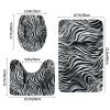 BTCOWZRV Bathroom Rug Set 3 Piece Super Soft Absorbent Bath Mats Non-Slip Zebra Pattern Bath Rug U-Shaped Contour Toilet Rug Washable Toilet Lid Cover for Bathroom Floor Tub and Shower view 2