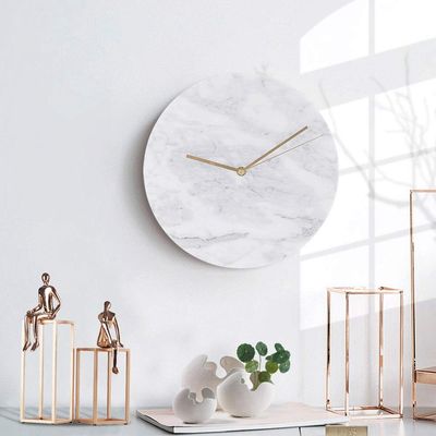 ZLGONRL Office Clock Nordic Art Wall Clocks Silent Atmosphere Creative Personality Living Room Bedroom Clocks Marble Clock (B)