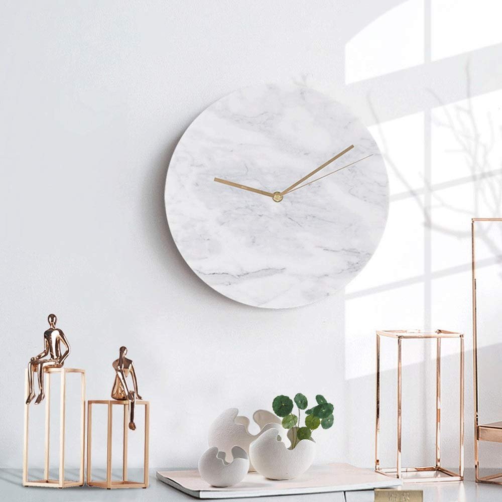 ZLGONRL Office Clock Nordic Art Wall Clocks Silent Atmosphere Creative Personality Living Room Bedroom Clocks Marble Clock (B)