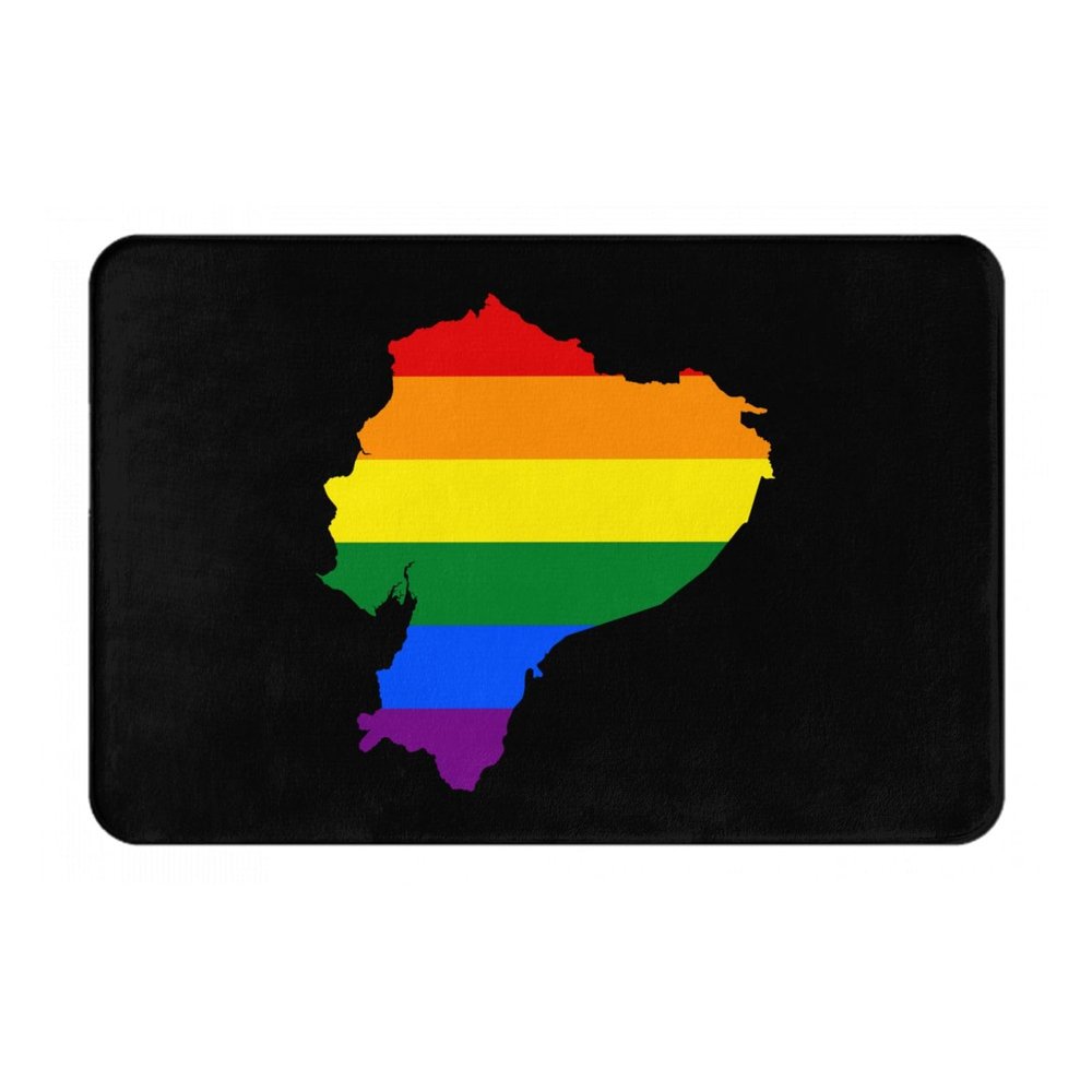 KOSPOGO LGBT Flag Map of Ecuador Bathroom Rugs Ultra Soft Non Slip Bath Mat Durable Kitchen Bedroom Rug 16x24 Inch Area Rug Door Mat