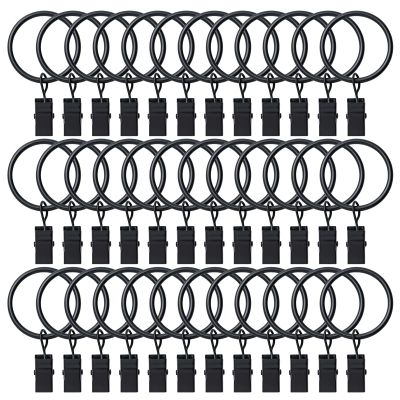 BOOMIBOO 36 Pack Curtain Rings with Clips, Drapery Clips with Rings, Hangers Drapes Rings, Drapery Rings 1.26 inch, Fits up to 1 inch Diameter Curtain Rod, for Hanging Drapes Bows Hat and So On