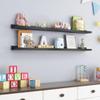 Picture Ledge Shelf for Wall, 48 inch Solid Pine Wood Nursery Book Shelves 2 Packs, Floating Ledge Shelves for Kids' Room Bedroom Bathroom Living Room Photo Frames Office Nursey Wall Decor, Black view 2