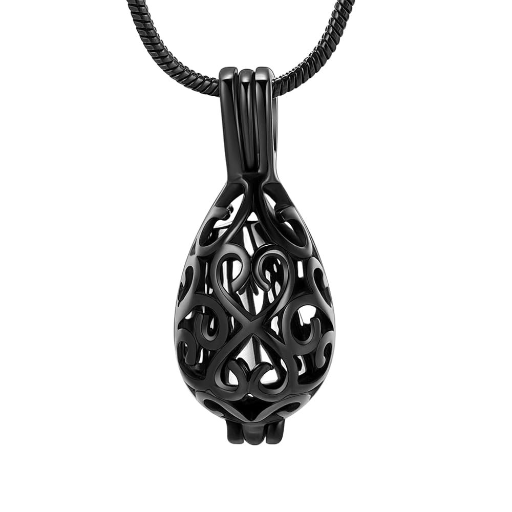 Cremation Urn Pendant Necklace with Mini Case Urn for Ashes Teardrop Keepsake Necklaces Memorial Jewelry Gift for Loss of Loved One