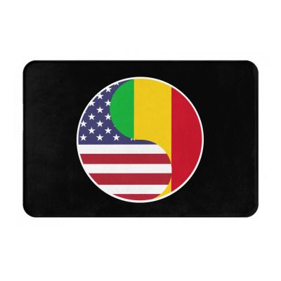 KOSPOGO Yin Yang Flag Combination of America and Mali Bathroom Rugs Ultra Soft Non Slip Bath Mat Durable Kitchen Bedroom Rug 16x24 Inch Area Rug Door Mat