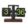 Digital Flip Clock, 12h Single Sided Large Numbers Automatic Retro Mechanical Flip Clock Wood Base for Home Office (Frosted Black Frame Green Page) view 1