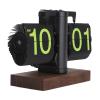Digital Flip Clock, 12h Single Sided Large Numbers Automatic Retro Mechanical Flip Clock Wood Base for Home Office (Frosted Black Frame Green Page) view 4
