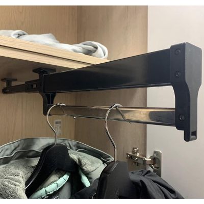 Extendable Pull Out Closet Rod - Pull Out Closet Rod With Damper, Wardrobe Pull-Out Trousers Rack, Heavy Duty Retractable Pull Out Pants Rack Adjustable Closet Rod, For Pants Coat ( Size : 500mm/19.7i
