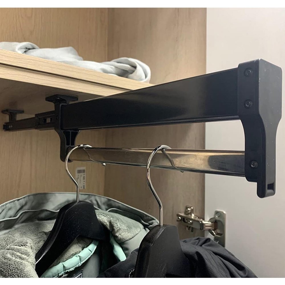 Extendable Pull Out Closet Rod - Pull Out Closet Rod With Damper, Wardrobe Pull-Out Trousers Rack, Heavy Duty Retractable Pull Out Pants Rack Adjustable Closet Rod, For Pants Coat ( Size : 500mm/19.7i
