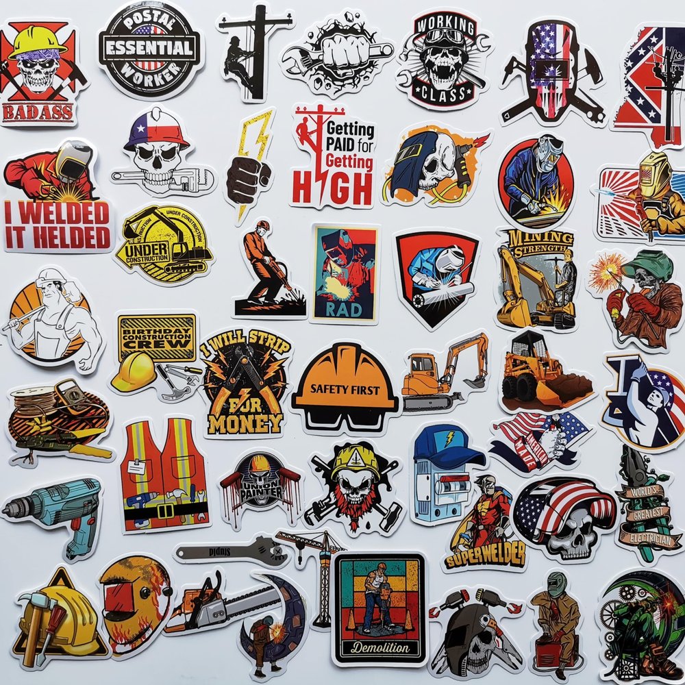 HomeLoft Basics Funny Welding Sticker Badass Welding Hard Hat Decals Lineman Laborer Worker Electrician Sticker Pack Personalized Construction Hat Stickers