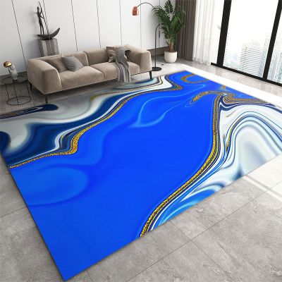 SOOVOS Blue White Abstract Living Room Rug, Stylish and Sophisticated Decor Ultra-Thin Area Rugs, Easy-Cleaning Non Shedding Floor Indoor Carpet for Bedroom Kitchen Office Dining Room 4x6ft, Style-17