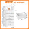 EnHomee Tall Night Stand Set 2 with 5 Drawers, LED Nightstand with Ports & Outlets, White Dresser with Extra Side Bag & Storage Shelf & Hooks, Bedroom, Dorm, Closet view 3