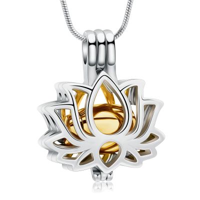 AIWENXI Cremation Jewelry Lotus Flower Urn Necklaces for Ashes Stainless Stell Memorial Ash Pendant Necklaces with Mini Urn Keepsake Ash Jewelry for Men Women Gifts with Funnel Filler Kit
