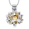 AIWENXI Cremation Jewelry Lotus Flower Urn Necklaces for Ashes Stainless Stell Memorial Ash Pendant Necklaces with Mini Urn Keepsake Ash Jewelry for Men Women Gifts with Funnel Filler Kit view 1