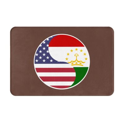 KOSPOGO Yin Yang Flag Combination of America and Tajikistan Bathroom Rugs Ultra Soft Non Slip Bath Mat Durable Kitchen Bedroom Rug 16x24 Inch Area Rug Door Mat