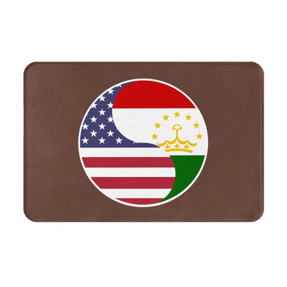 KOSPOGO Yin Yang Flag Combination of America and Tajikistan Bathroom Rugs Ultra Soft Non Slip Bath Mat Durable Kitchen Bedroom Rug 16x24 Inch Area Rug Door Mat