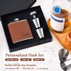 Personalized Hip Flask for Men, Snirov Custom Flask Engraved 6 Oz Stainless Steel Flasks with Gift Box Personalized Groomsmen Gifts for Best Man Dad Grandpa Brother, Black view 4