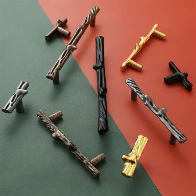 GGKLVWMA Antique Tree Pole Shape Kitchen Drawer Hardwares Closet Furniture Knob Zinc Alloy Bronze Gold Cupboard Cabinet T Bar Handles 1Pcs (Color : Bright Gold 76mm)