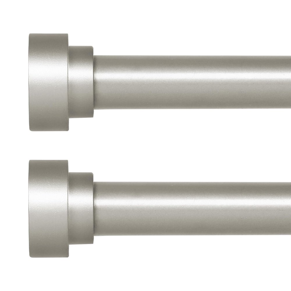 HEI! DEAR 2Pack Silver Curtain Rods 48 to 84 Inch(4-7FT),1 Inch Heavy Duty Curtain Rods,Adjustable Curtain Rod Set,Modern Decorative Drapery Rods,Telescoping Window Curtains Rods 36-88",Antique Silver