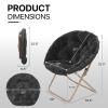 Athena Collection Comfy Saucer Chair Folding Cozy Chair for Bed Room Living Room Accent Chair Faux Fur Reading Chair Foldable Metal Frame Lazy Chair Moon Chair for Adult Set of 2, Black view 3