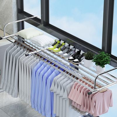 Radiator Clothes Airer Rack, Stainless Steel Extendable Foldable AirerPortable Clothes Drying Rack For Balcony Railings Windowsill, Adjustable Arms Folding Clothes Drying Rail Rack ( Color : Silver ,