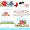 Party Inspo Farm Birthday Decorations for Boy, 137 PCs Farm Animal Themed Birthday Party Supplies with Blue Barnyard Backdrop, Balloon Garland, Cow Pig Rooster Walking Balloons, Cake Topper view 2