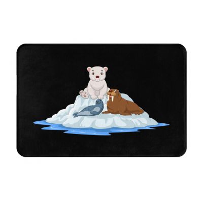 KOSPOGO Cute Polar Bear and Seal Bathroom Rugs Ultra Soft Non Slip Bath Mat Durable Kitchen Bedroom Rug 16x24 Inch Area Rug Door Mat