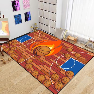 Basketball Court Rug - Basketball Rug for Boys Bedroom, Sports Decor for Boys Bedroom Kids Carpet, Sports Themed Carpets for Playroom Living Room Floor Mat or Door mat, 5x7 Feet