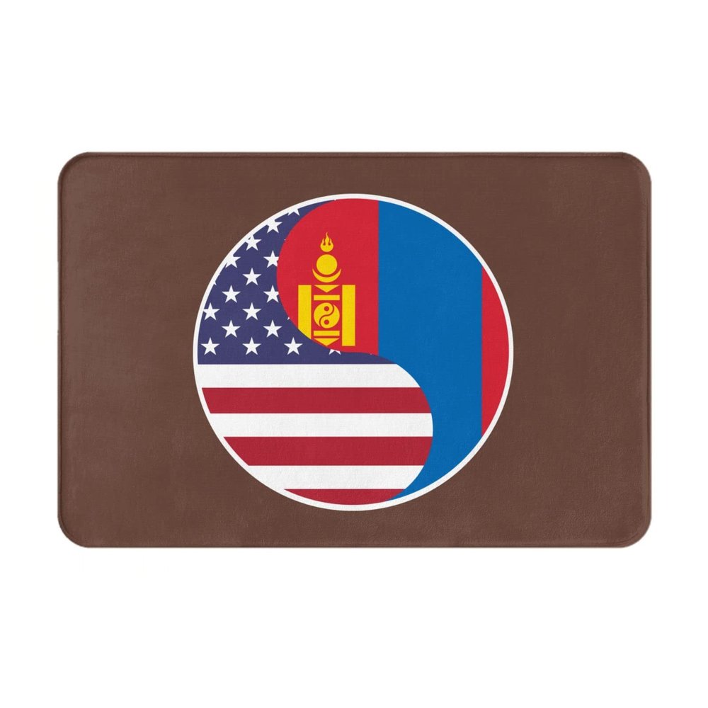 KOSPOGO Yin Yang Flag Combination of America and Mongolia Bathroom Rugs Ultra Soft Non Slip Bath Mat Durable Kitchen Bedroom Rug 16x24 Inch Area Rug Door Mat