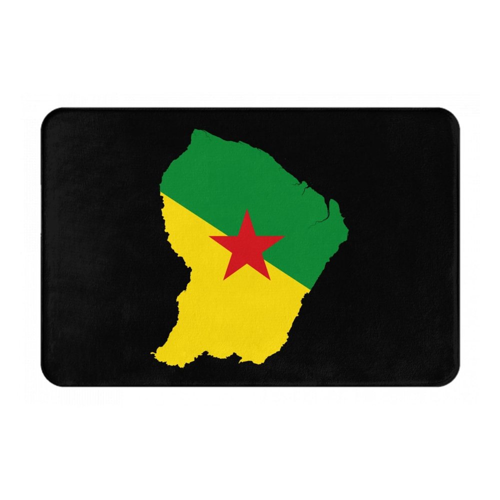 KOSPOGO Flag Map of French Guiana Bathroom Rugs Ultra Soft Non Slip Bath Mat Durable Kitchen Bedroom Rug 16x24 Inch Area Rug Door Mat