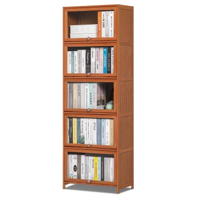 Athena Collection Book Shelf Bookcase with Door 5-Tier Bookshelf Modern Tall Bookcase Free Standing Book Storage Display Shelf Home Dcor Furniture for Home Office Bedroom Living Room