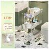 3/4 Tier Clear Bathroom Organizer Slim Rolling Cart, Rolling Storage Utility Cart, Mobile Shelving Unit Organizer With Wheels, Gap Storage Tower Rack For Kitchen Bathroom Laundry Narrow Places ( Size view 3