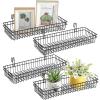 Blulu 4 Pcs 15.75 x 5.91 x 1.97 Inch Metal Grid Wall Baskets with Hooks Grid Wall Shelves Hanging Wire Basket Multi Function Storage Organizer for Kitchen Organizing Display (Black) view 1
