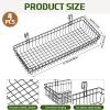 Blulu 4 Pcs 15.75 x 5.91 x 1.97 Inch Metal Grid Wall Baskets with Hooks Grid Wall Shelves Hanging Wire Basket Multi Function Storage Organizer for Kitchen Organizing Display (Black) view 2