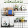 Blulu 4 Pcs 15.75 x 5.91 x 1.97 Inch Metal Grid Wall Baskets with Hooks Grid Wall Shelves Hanging Wire Basket Multi Function Storage Organizer for Kitchen Organizing Display (Black) view 3