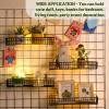 Blulu 4 Pcs 15.75 x 5.91 x 1.97 Inch Metal Grid Wall Baskets with Hooks Grid Wall Shelves Hanging Wire Basket Multi Function Storage Organizer for Kitchen Organizing Display (Black) view 4