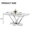 Gnrolaz 5-Piece Kitchen Dining Table Set,63in Dining Table Set with Modern Tempered Glass Table Top and Faux Leather Chair Set for 4,Home Kitchen Dining Room Furniture (Silver Table&4 Silver Chairs-2) view 3