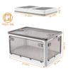 Foldable Storage Bin with 4 Doors Stackable Plastic Folding Box with Detachable & Lockable Wheels Collapsible Camping College Storage Containers Box with Lids for Home, Office, Dorm (White, L, 70Qt) view 2