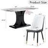 WEKEOT Modern Dining Table Set for 4 White Marble Dining Room Table Set 63" Rectangular Kitchen Table with MDF Leg 4 Off-White Upholstered PU Leather Chairs view 2