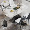 WEKEOT Modern Dining Table Set for 4 White Marble Dining Room Table Set 63" Rectangular Kitchen Table with MDF Leg 4 Off-White Upholstered PU Leather Chairs view 3