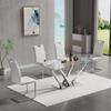 Gnrolaz 5-Piece Kitchen Dining Table Set,63in Dining Table Set with Modern Tempered Glass Table Top and Faux Leather Chair Set for 4,Home Kitchen Dining Room Furniture (Silver Table&4 White Chairs) view 2