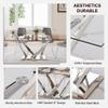 Gnrolaz 5-Piece Kitchen Dining Table Set,63in Dining Table Set with Modern Tempered Glass Table Top and Faux Leather Chair Set for 4,Home Kitchen Dining Room Furniture (Silver Table&4 White Chairs) view 4