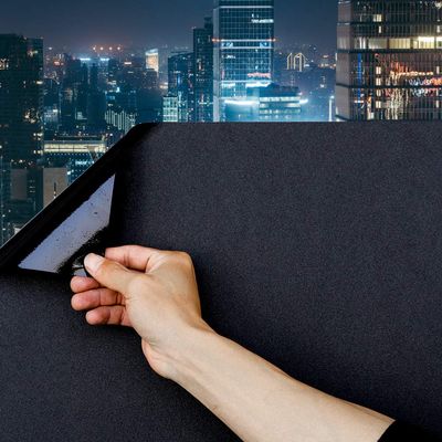 Mangobox Static Cling Total Blackout Window Film 100% UV Blocking Window Darkening Film Black Opaque Privacy Window Tint Removable Plastic Glass Covering (23.6x236.2 inches)