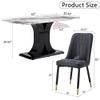 WEKEOT Modern Dining Table Set for 4 White Marble Dining Room Table Set for 4 Rectangular Kitchen Table with MDF Leg 4 Black Upholstered PU Leather Chairs view 2