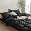 BDEAR Linen Feel Black Duvet Cover King Size 104'' W x 90'' L, Percale 100% Washed Cotton Duvet Cover with Zipper Closure Plus 2 Pillowcases, Oeko TEX Standard 100 Certificated, Linen Feel and Cozy view 2