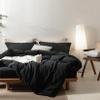 BDEAR Linen Feel Black Duvet Cover King Size 104'' W x 90'' L, Percale 100% Washed Cotton Duvet Cover with Zipper Closure Plus 2 Pillowcases, Oeko TEX Standard 100 Certificated, Linen Feel and Cozy view 4